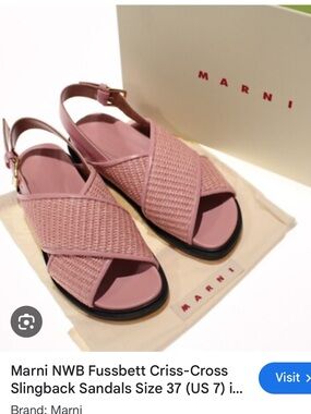 Marni Dusty Rose Criss-Cross Slingback Sandals NWB